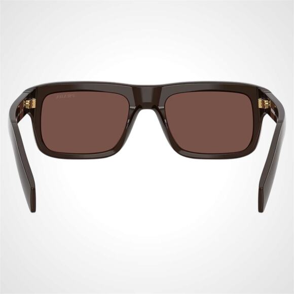 New PRADA Sunglasses Brown Rectangle Black Chocolate Lens Men 54mm - Picture 4 of 6